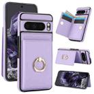 For Google Pixel 8 Pro RFID Anti-theft Card Ring Holder Phone Case(Purple) - 1