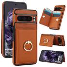 For Google Pixel 8 Pro RFID Anti-theft Card Ring Holder Phone Case(Brown) - 1