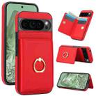 For Google Pixel 9 RFID Anti-theft Card Ring Holder Phone Case(Red) - 1