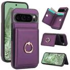 For Google Pixel 9 Pro XL RFID Anti-theft Card Ring Holder Phone Case(Dark Purple) - 1