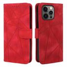 For iPhone 15 Pro Skin Feel Geometric Lines Leather Phone Case(Red) - 2