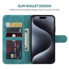 For iPhone 15 Pro Skin Feel Geometric Lines Leather Phone Case(Green) - 3