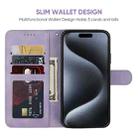 For iPhone 15 Pro Skin Feel Geometric Lines Leather Phone Case(Purple) - 3