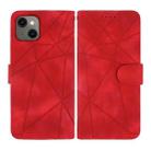 For iPhone 15 Plus Skin Feel Geometric Lines Leather Phone Case(Red) - 2