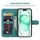 For iPhone 15 Plus Skin Feel Geometric Lines Leather Phone Case(Green) - 3