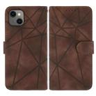 For iPhone 15 Plus Skin Feel Geometric Lines Leather Phone Case(Brown) - 2