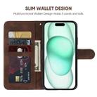 For iPhone 15 Plus Skin Feel Geometric Lines Leather Phone Case(Brown) - 3