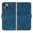 For iPhone 15 Skin Feel Geometric Lines Leather Phone Case(Blue) - 2
