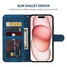 For iPhone 15 Skin Feel Geometric Lines Leather Phone Case(Blue) - 3
