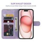 For iPhone 15 Skin Feel Geometric Lines Leather Phone Case(Purple) - 3