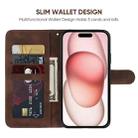 For iPhone 15 Skin Feel Geometric Lines Leather Phone Case(Brown) - 3