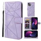 For iPhone 14 Plus Skin Feel Geometric Lines Leather Phone Case(Purple) - 1