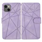 For iPhone 14 Plus Skin Feel Geometric Lines Leather Phone Case(Purple) - 2