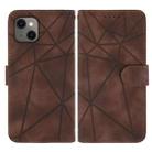 For iPhone 14 Plus Skin Feel Geometric Lines Leather Phone Case(Brown) - 2