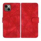 For iPhone 14 Skin Feel Geometric Lines Leather Phone Case(Red) - 2