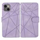 For iPhone 14 Skin Feel Geometric Lines Leather Phone Case(Purple) - 2