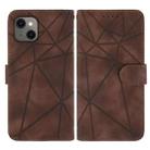 For iPhone 14 Skin Feel Geometric Lines Leather Phone Case(Brown) - 2