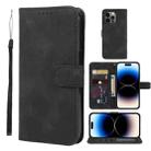 For iPhone 14 Pro Skin Feel Geometric Lines Leather Phone Case(Black) - 1