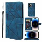 For iPhone 14 Pro Skin Feel Geometric Lines Leather Phone Case(Blue) - 1