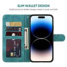 For iPhone 14 Pro Skin Feel Geometric Lines Leather Phone Case(Green) - 3