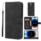 For iPhone 14 Pro Max Skin Feel Geometric Lines Leather Phone Case(Black) - 1