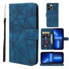 For iPhone 13 Pro Max Skin Feel Geometric Lines Leather Phone Case(Blue) - 1