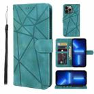 For iPhone 13 Pro Max Skin Feel Geometric Lines Leather Phone Case(Green) - 1