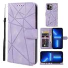 For iPhone 13 Pro Max Skin Feel Geometric Lines Leather Phone Case(Purple) - 1