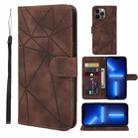 For iPhone 13 Pro Max Skin Feel Geometric Lines Leather Phone Case(Brown) - 1