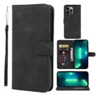 For iPhone 13 Pro Skin Feel Geometric Lines Leather Phone Case(Black) - 1