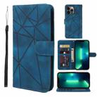 For iPhone 13 Pro Skin Feel Geometric Lines Leather Phone Case(Blue) - 1