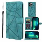 For iPhone 13 Pro Skin Feel Geometric Lines Leather Phone Case(Green) - 1