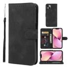 For iPhone 13 Skin Feel Geometric Lines Leather Phone Case(Black) - 1