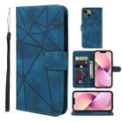 For iPhone 13 Skin Feel Geometric Lines Leather Phone Case(Blue) - 1
