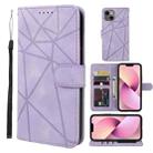 For iPhone 13 Skin Feel Geometric Lines Leather Phone Case(Purple) - 1