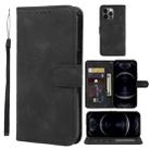 For iPhone 12 / 12 Pro Skin Feel Geometric Lines Leather Phone Case(Black) - 1