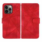 For iPhone 12 / 12 Pro Skin Feel Geometric Lines Leather Phone Case(Red) - 2