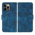 For iPhone 12 / 12 Pro Skin Feel Geometric Lines Leather Phone Case(Blue) - 2