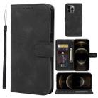 For iPhone 12 Pro Max Skin Feel Geometric Lines Leather Phone Case(Black) - 1