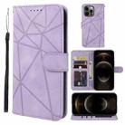 For iPhone 12 Pro Max Skin Feel Geometric Lines Leather Phone Case(Purple) - 1