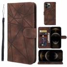 For iPhone 12 Pro Max Skin Feel Geometric Lines Leather Phone Case(Brown) - 1