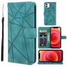 For iPhone 12 mini Skin Feel Geometric Lines Leather Phone Case(Green) - 1