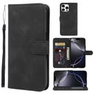 For iPhone 16 Pro Max Skin Feel Geometric Lines Leather Phone Case(Black) - 1