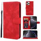 For iPhone 16 Pro Max Skin Feel Geometric Lines Leather Phone Case(Red) - 1