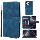 For iPhone 16 Pro Max Skin Feel Geometric Lines Leather Phone Case(Blue) - 1