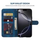 For iPhone 16 Pro Max Skin Feel Geometric Lines Leather Phone Case(Blue) - 3