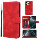 For iPhone 16 Pro Skin Feel Geometric Lines Leather Phone Case(Red) - 1