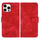 For iPhone 16 Pro Skin Feel Geometric Lines Leather Phone Case(Red) - 2