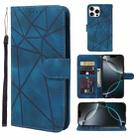 For iPhone 16 Pro Skin Feel Geometric Lines Leather Phone Case(Blue) - 1