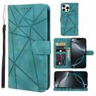 For iPhone 16 Pro Skin Feel Geometric Lines Leather Phone Case(Green) - 1